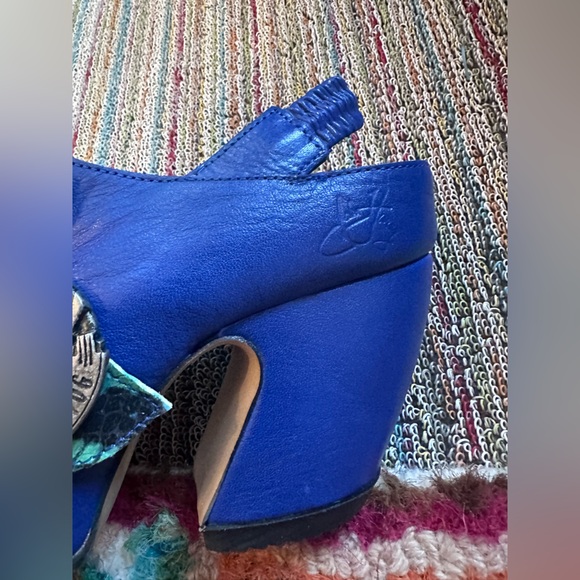 Fluevog LIKE NEW Prepare Buzz blue/green python platform clog - 6.5 (fits 6) - Picture 14 of 16